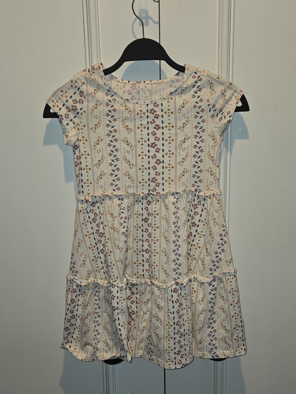 The Children's Place Cream Tiered Floral Dress with Pink Accents